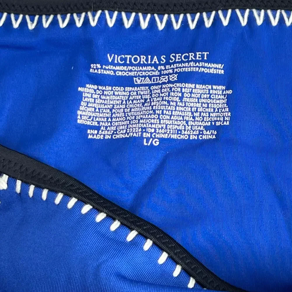 Victoria Secret Crochet Blue Bikini Bottoms Large